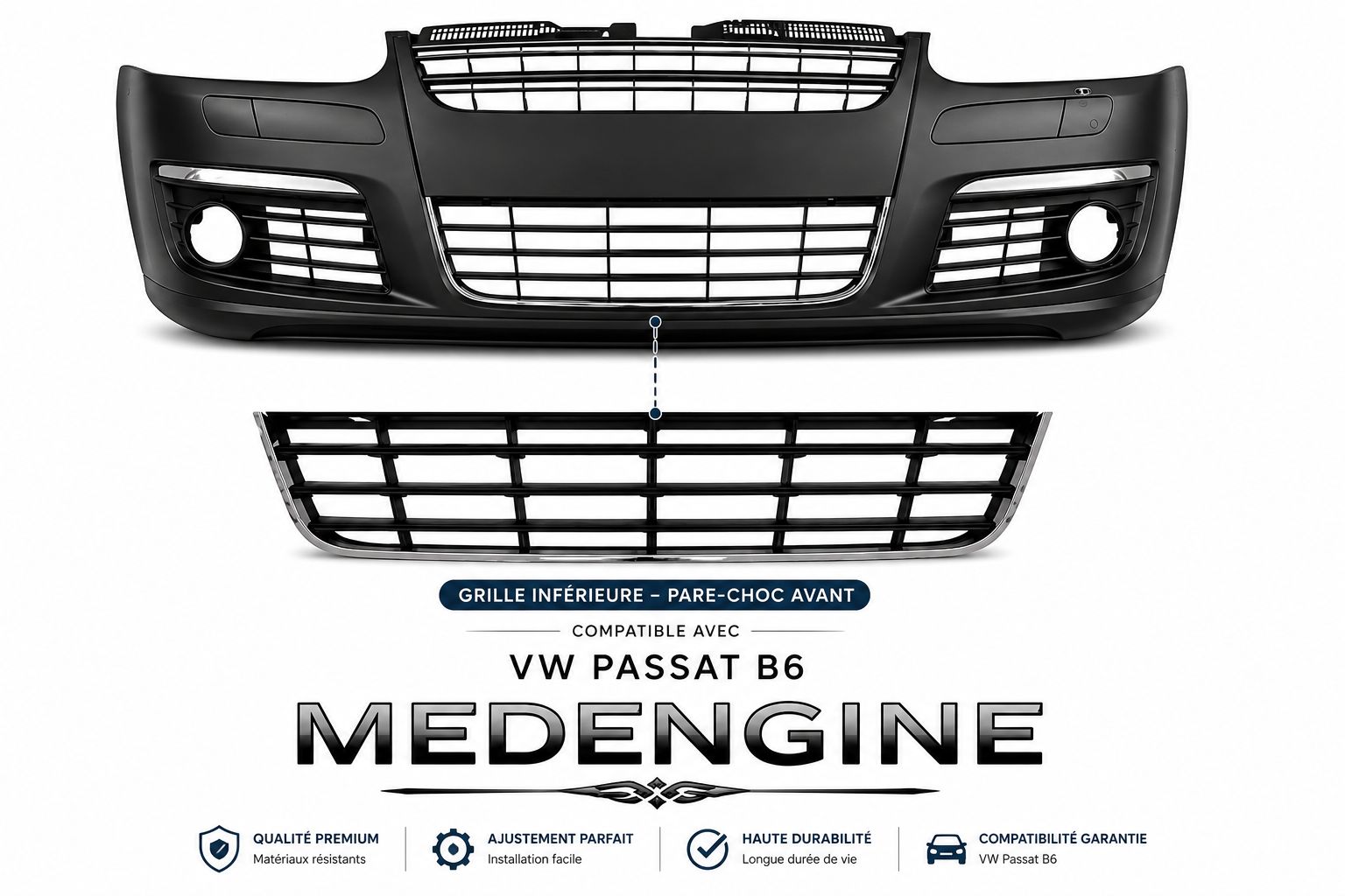 GRILLE INFERIEURE-PARE CHOC AVANT VW-PASSAT-B6